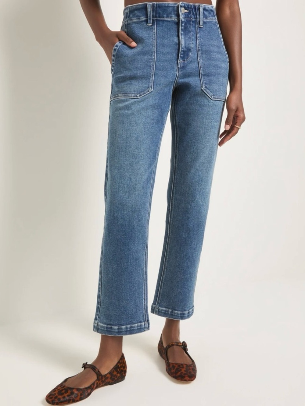✨ 78 & Sunny Swell Medium Blue Wash Scenic Route Slim Cropped Jeans Size 8 ✨